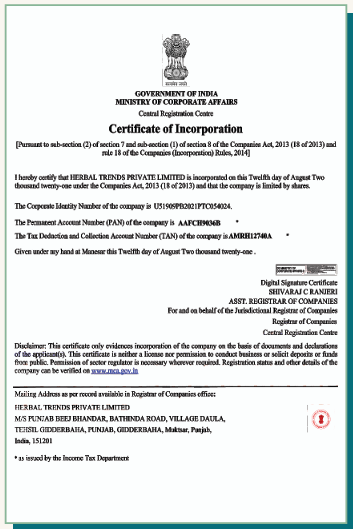 Certificate of Incorporation